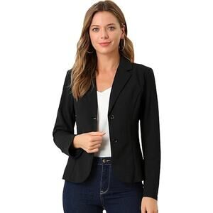 Allegra K Medium Classic Black Tailored Jacket/Blazer [0208]